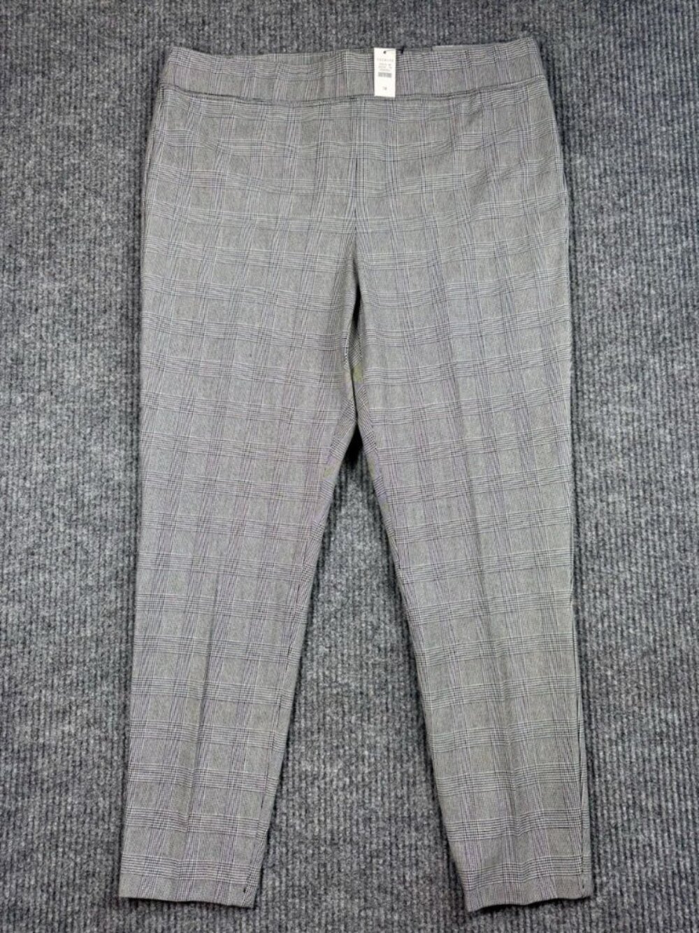 Talbots Skinny Ankle Pants Womens 14 Black White Glen Plaid Pull On Essex NEW